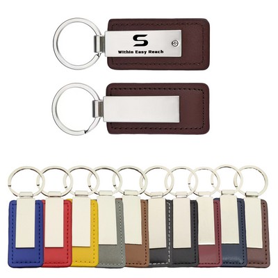 Rectangular Leather Keychain