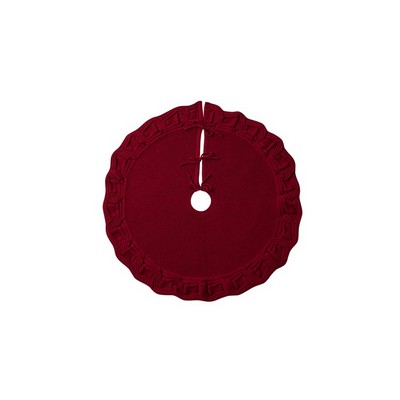 Knitted Plaid Christmas Tree Skirt 36"