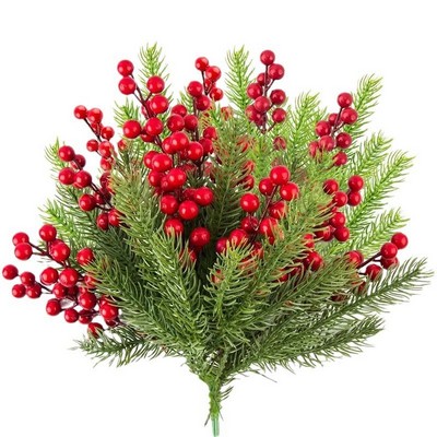 Red Berry Artificial Christmas Spray Decoration Faux Flower 10pcs set