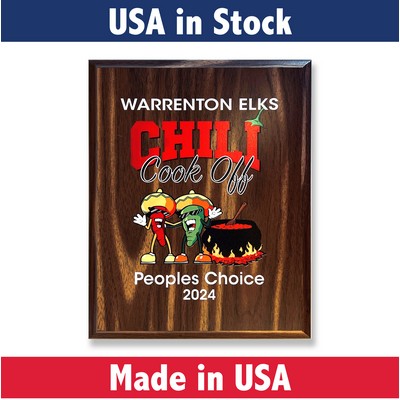 Walnut Wood Award Plaque with UV Printed Direct to Wood-6x8