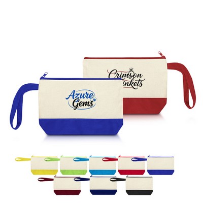 Two-Tone Cotton Canvas Cosmetic Pouch
