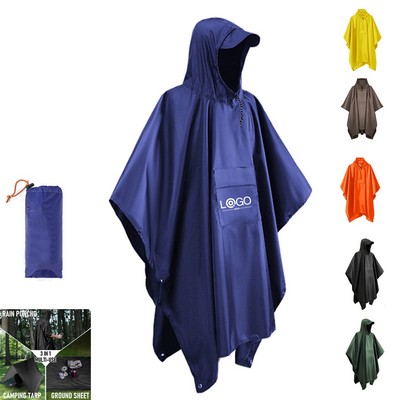3-In-1 Hooded Rain Poncho with Pocket