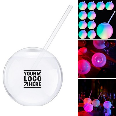 22 oz Glow Ball Cup Light up Disco Flash Drinking Tumbler Party Supplies with Lid Straw