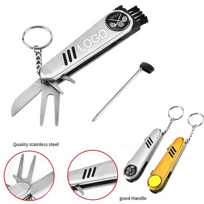 Stainless Steel Golf Multi-Tool Keychain Knife