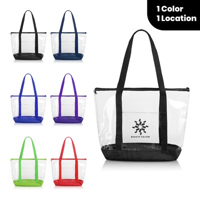 Personalized PVC Clear Tote Bag With Pocket