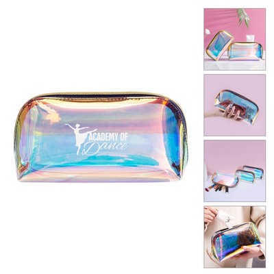 Clear TPU Holographic Makeup Bag With Zipper