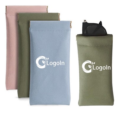 Squeeze Top Leather Eyeglasses Cases PU Soft Sunglasses Pouch