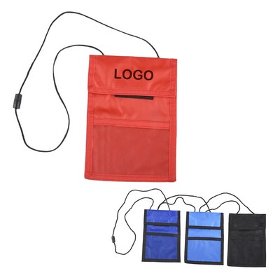 Drawstring Nylon Neck Wallet