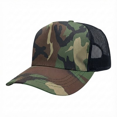 5 Panel Camouflage Meshback Snapback Cap