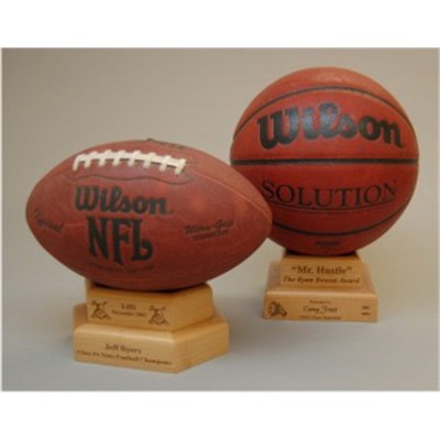 Hardwood Basketball and Soccer Display Stands