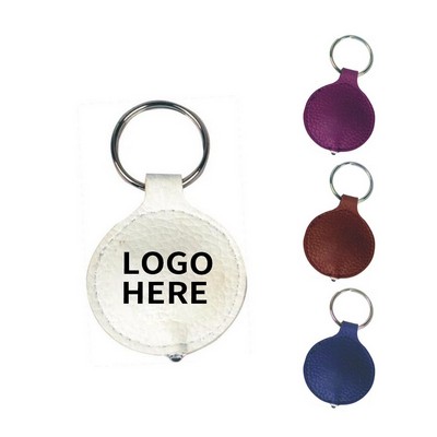 Circular Synthetic Leather LED Keyring
