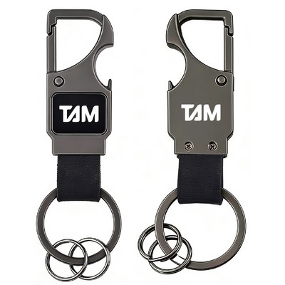 Genuine Leather Keychain + Bottle Opener