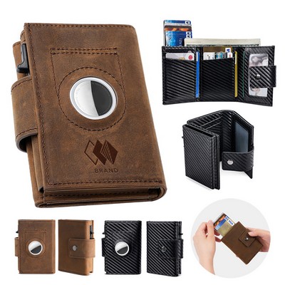 Crazy Horse Leather Wallet With Tracker Compartment