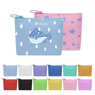 Full Color Leather Zipper Coin Pouch Bag 4.5"x4"