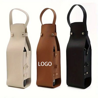 Pu Leather Hollow Out Single Bottle Wine Tote Bag