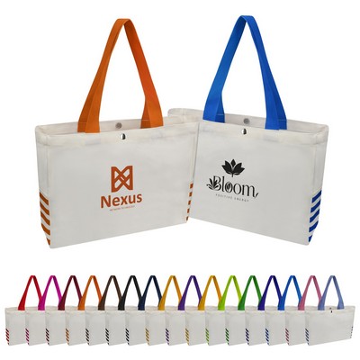 12Oz Cotton Canvas Shopping Tote Bag W/ Magnetic Snap