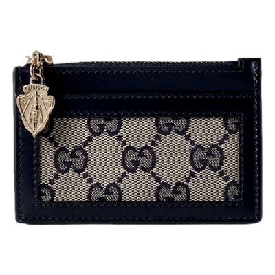 Gucci Luce GG Canvas Leather Blue Coin Purse Zip Wallet
