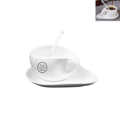 6.76 Oz. Porcelain Cups with Saucer & Spoon Sets