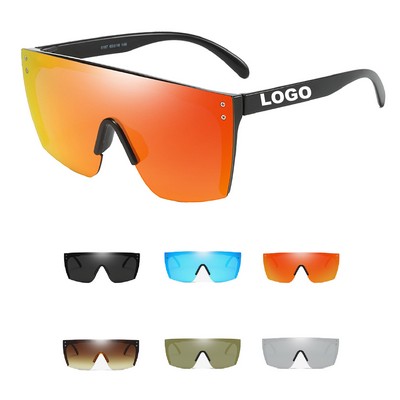 Oversized Rimless Mirrored Sunglasses