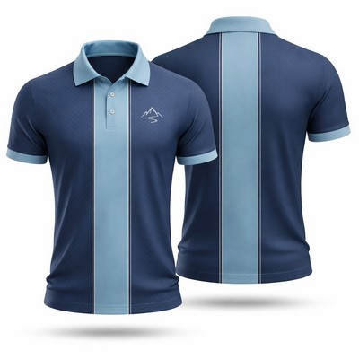 Sublimated Short Sleeve Jacquard Stripe Polo Shirt 160GSM
