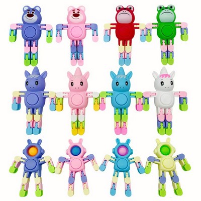 Bear Frog Robot Unicorn Fidget Spinners for Kids Transformable Fingertip Gyro Chain Toy