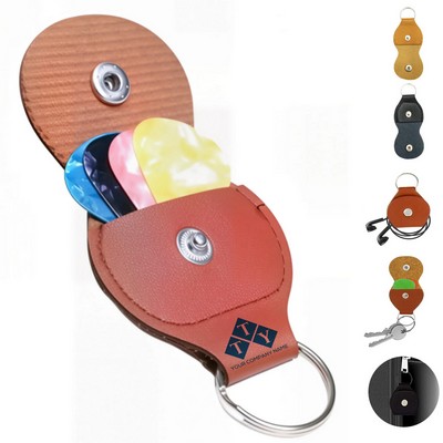 Durable PU Leather Plectrum Pouch with Keychain