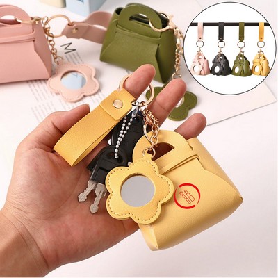 PU Leather Clutch Bag Shaped Keychain with Mirror