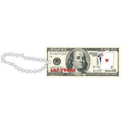 Las Vegas Blackjack $100 Bill Key Chain w/ Black Back (3 Square Inch)