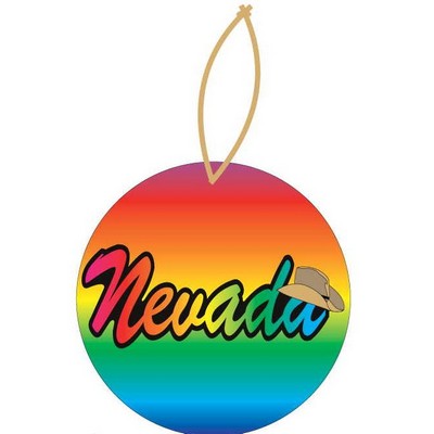 Nevada w/ Cowboy Hat Promotional Ornament w/ Black Back (8 Square Inch)