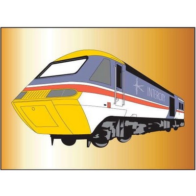 Modern Train Rectangle Badge w/ Bar Pin (2"x3")