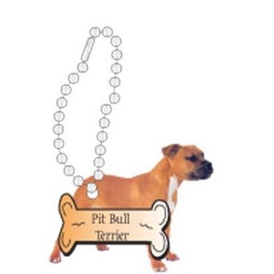 Pitbull Terrier Dog Promotional Key Chain w/ Black Back (2 Square Inch)