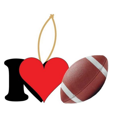 I Love Football Promotional Ornament w/ Black Back (2 Square Inch)