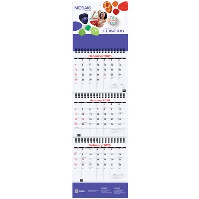 Small 3 Months at a Glance Calendar w/Apron (6"x 20 ¾")