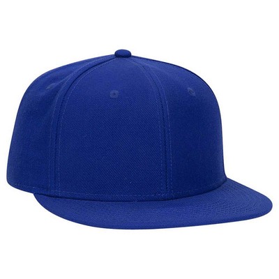 OTTO Wool Blend Twill Round Flat Visor "OTTO FIT" 6 Panel Pro Style Baseball Cap