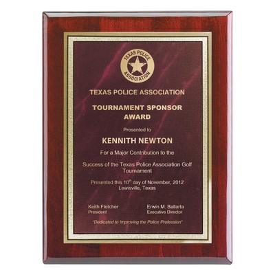 Plaque - 9"x12" Piano Wood Plaque w/ Sienna Frosted Marble Plate (7"x10")