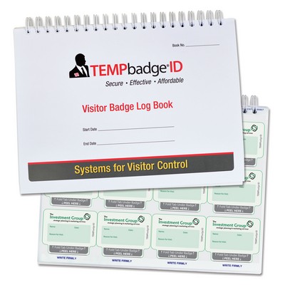TEMPbadge Custom Visitor Badge Log Book, 20 Pages, 240 badges