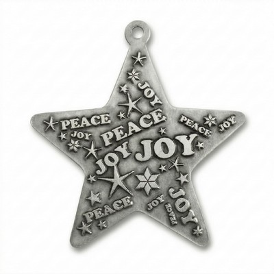 Full Size Stock Design Peace & Joy Pewter Star Ornament