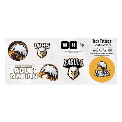 Tech Tattoo™ | 6 Stock Shapes | 3 3/4" x 9" Sheet | Frosty Clear