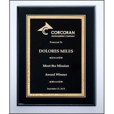 Airflyte® Black High Lustr™ Plaque w/Black Center & Gold Florentine Border (7"x 9")