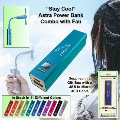 Aquamarine 2000 mAh Astra Power Bank Combo w/Fan