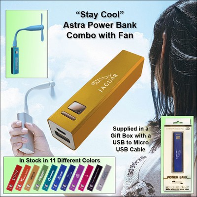 Gold 2000 mAh Astra Power Bank Combo w/Fan