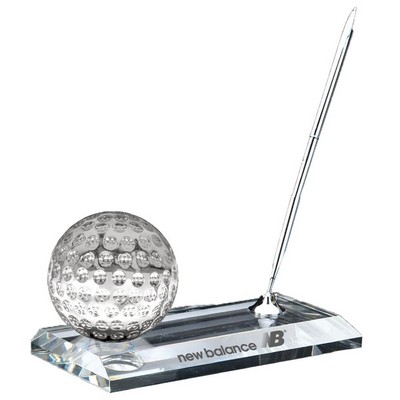 Crystal Golf Ball with Pen Stand Set