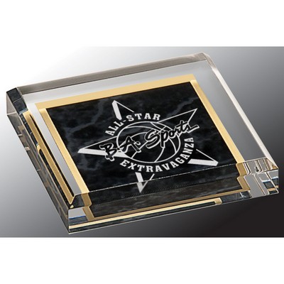 Black Marbleized Acrylic Paperweight (3 3/4" x 3 3/4")
