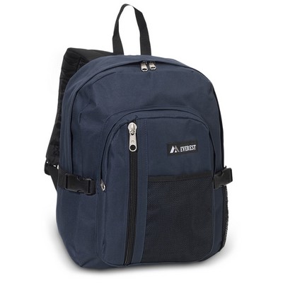 Everest® Backpack with Front Mesh Pocket, Navy Blue/Black