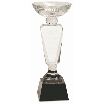 11" Clear Crystal Cup with Black Pedestal Base