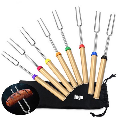 Wooden Handle 32" Extendable BBQ Fork