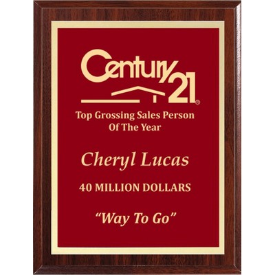 Economy Dark Cherry Plaque with Red Plate, 5"x7"