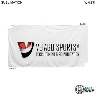 72 Hr Fast Ship - Plush and Soft White Velour Terry Cotton Blend Shower Towel, Sublimated (24"x48")