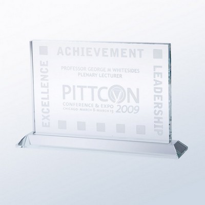 Starfire Clear Glass Horizontal Rectangle Award w/Base - Small