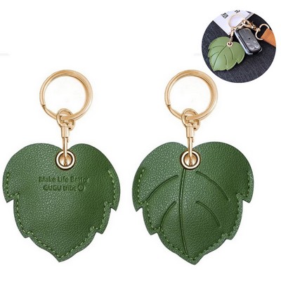 Leaf Shaped PU Card Holder Keychain